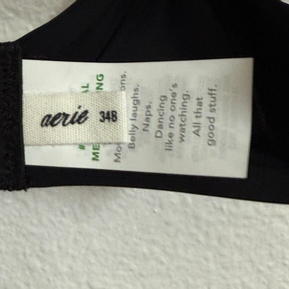 NWT AERIE SMOOTHEZ 34B Bra Mesh Unlined Full Coverage in Black Adjustable Straps - Picture 5 of 7